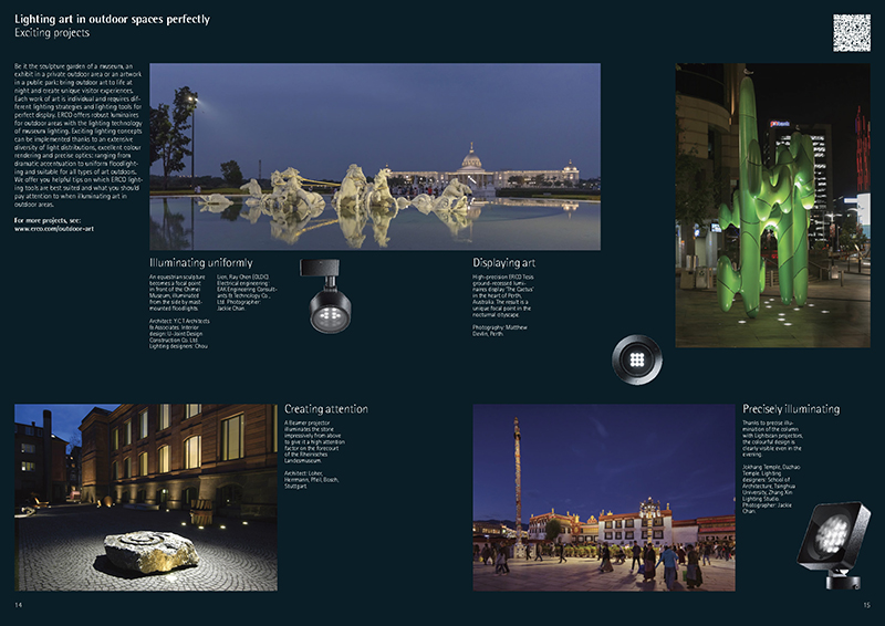 Equestrian sculptures in lake, cactus sculpture, forecourt with stone and temple courtyard with visitors.